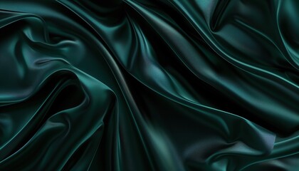 Obraz premium Black blue green abstract background. Dark green silk satin texture background