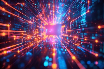 Fototapeta premium Cyber Security Data Transfer illustration created with Generative AI
