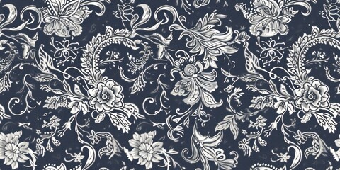 Eternal Elegance: Graceful Paisley Pattern with Sophisticated Floral Motifs and Delicate Details