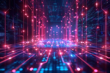 Naklejka premium Cyber Security Data Transfer illustration created with Generative AI