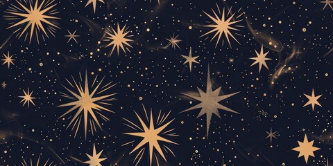 A magical star pattern exuding whimsy and enchantment, adorned with vibrant hues on a dark canvas.