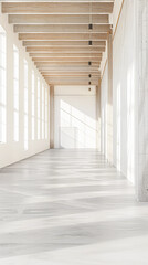 Warehouse interiors with ample spaces, natural light and copyspace.