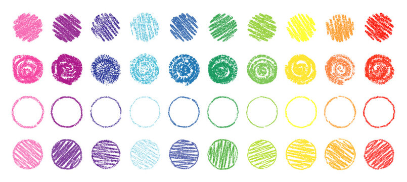 クレヨン・クレパスで描いた丸セット