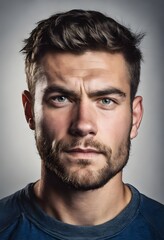 portrait of a man with a serious face in a solid background 