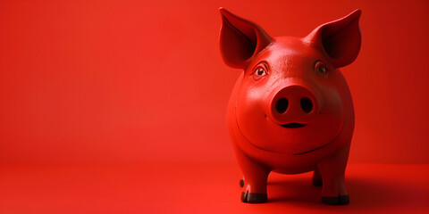 piggy bank on a red background
