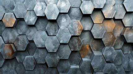 Alvéoles noir en relief en ardoise, motif texturé organique rappelant le cuir avec un effet futuriste d'hexagones, papier peint science-fiction