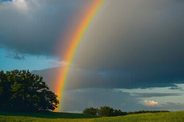A beautiful scene of a colorful rainbow