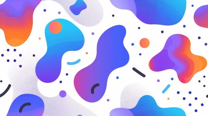 Seamless Abstract organic shapes in pastel shades of purple, blue, and tan on a white background. Playful and modern design concept.