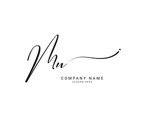 m n mn initial letter handwriting and signature logo
