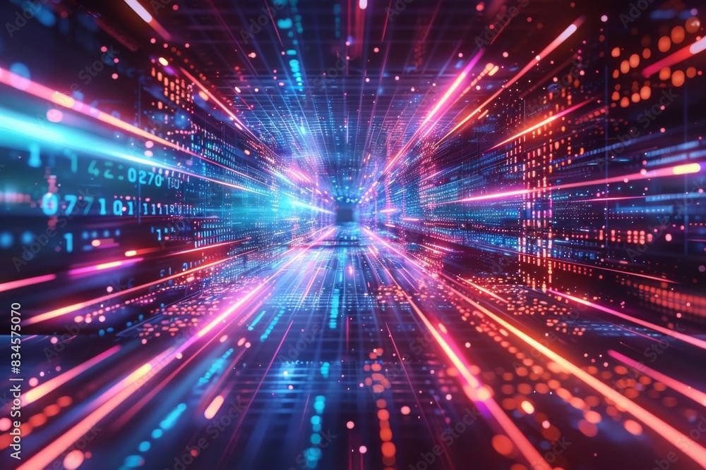 Poster cyber security data transfer illustration created with generative ai