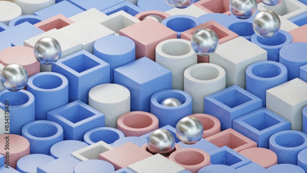 Poster colored block geometric background, 3d render