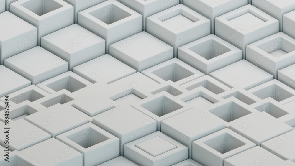Poster white block geometric background, 3d render