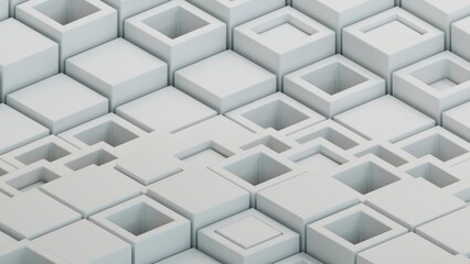 Fototapeta premium White block geometric background, 3d render