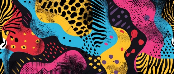 Abstract animal print patterns with wild and vibrant geometric shapes