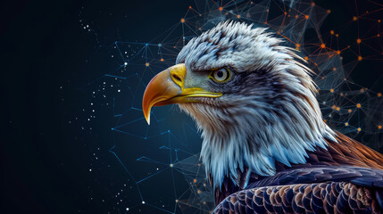 Bald Eagle with American Flag and Stars