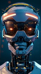 Fototapeta premium VR Experience Enhancement theme front view Improving VR experience quality Robotic tone Splitcomplementary color scheme