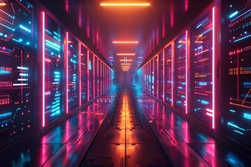 Fototapeta premium Cyber Security Data Transfer illustration created with Generative AI