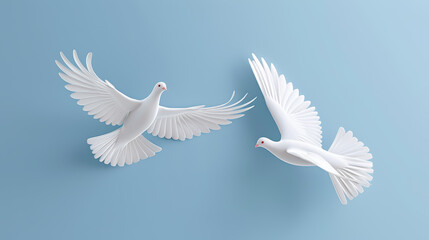 Fototapeta premium White Doves Against Blue Sky