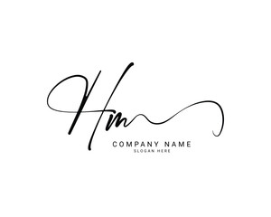 hm h m initial letter handwriting and signature logo