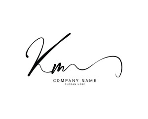 km k m initial letter handwriting and signature logo