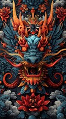 Naklejka premium Dynamic 3D illustration of traditional tattoo style, showcasing a blend of classic tattoo motifs and modern techniques, with rich colors and intricate linework, presented in a vertical 9:16 aspect