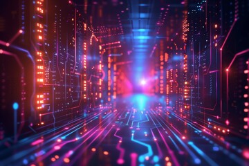 Naklejka premium Cyber Security Data Transfer illustration created with Generative AI