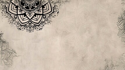 A sleek, light grey background with a simple, yet sophisticated, black mandala