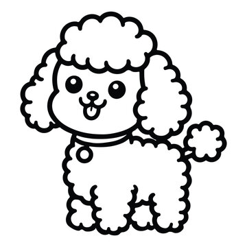recommend clip art: Line art of poodle dog cartoon vector
