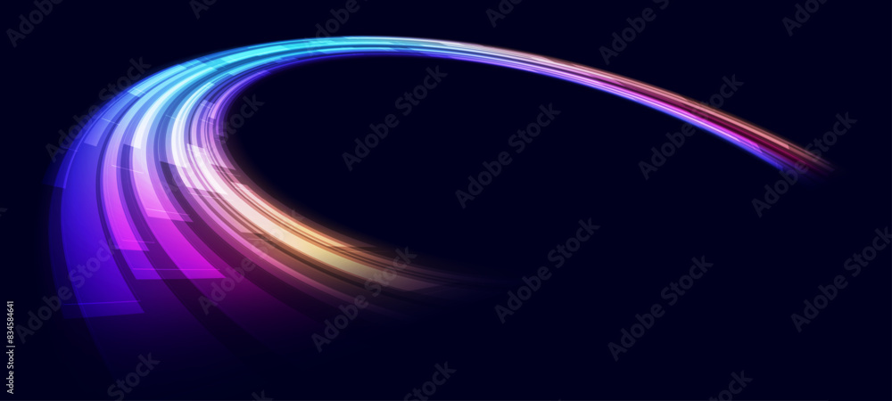 Aufkleber Abstract digital technology background. Speed movement. Innovation high-tech future, network connection, AI, metaverse, communication, big data, data transfer, Network, cyber light trails.