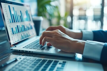 Businessman Analyzing Sales Figures on Laptop Generative AI