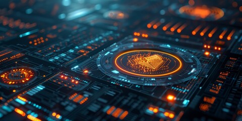 Obraz premium A sleek interface showcasing encrypted codes and secure data transmission, emphasizing strong cyber defense protocols