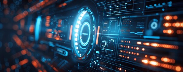 Obraz premium A sleek, futuristic interface with encrypted data files and advanced security features protecting digital information