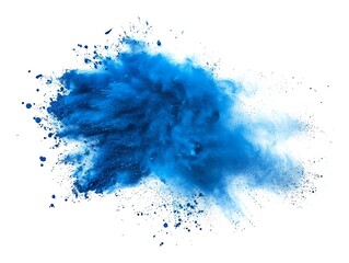 Abstract Blue powder explosion on a white background