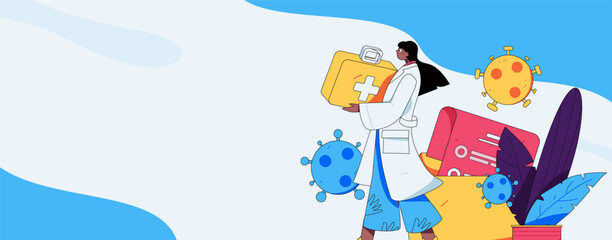 Medical characters fighting the epidemic flat vector concept operation hand drawn illustration
