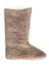 Felt boot isolated on a white background. Winter shoes.