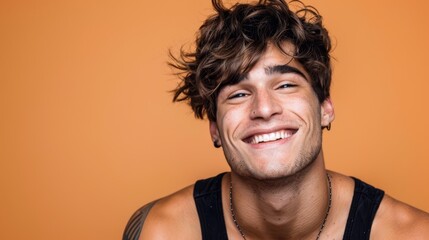 Fototapeta premium A close-up of a person wearing several necklaces around his neck