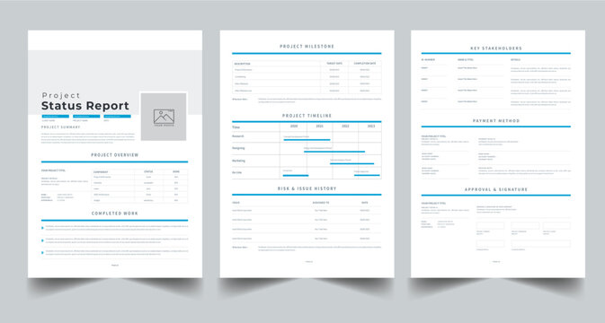 Project Status Report layout design template 