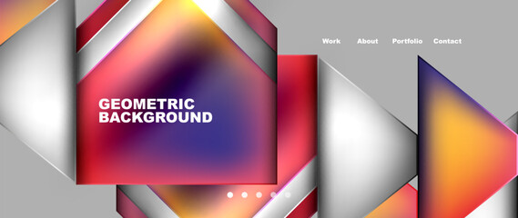 Flowing bright neon gradients geometric abstract background with triangles and lines. Fluid color pattern of color liquid gradient background for wallpaper, banner, background, card, landing page