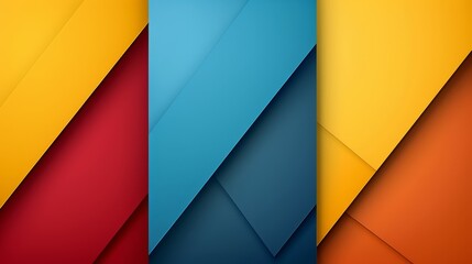Fototapeta premium A detailed shot of a multicolored wallpaper featuring a diagonal pattern at its center, repeated in the bottom half