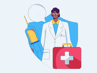 Medical characters fighting the epidemic flat vector concept operation hand drawn illustration
