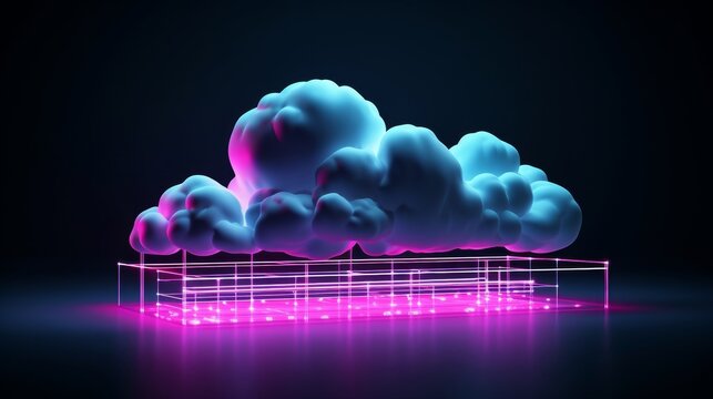 cloud computing neo concept glow data information technology artificial intelligence.