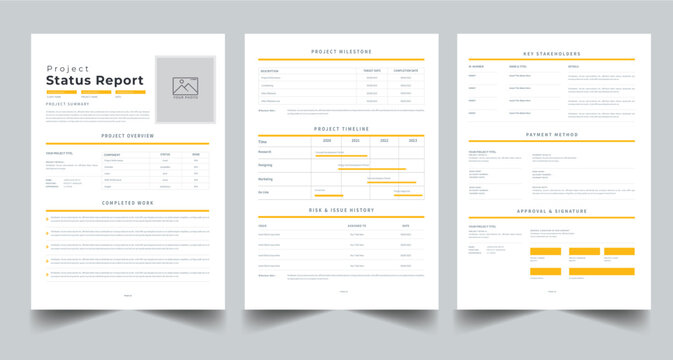 Project Status Report layout design template 