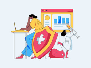 Medical characters fighting the epidemic flat vector concept operation hand drawn illustration
