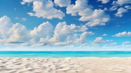 Obraz premium beach with blue sky and clouds, AI Generated