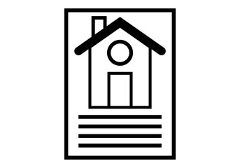 Icono negro de contrato de alquiler o venta de una casa