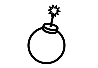 Icono negro de bomba esf&eacute;rica con mecha encendida