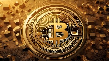 golden bitcoin digital currency, Ai Generated