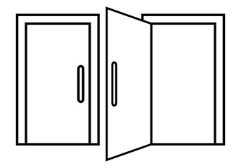 Icono negro de puerta cerrada y puerta abierta