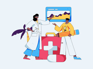 Medical characters fighting the epidemic flat vector concept operation hand drawn illustration
