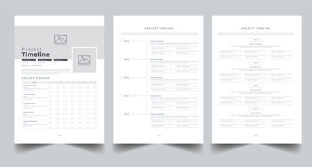 Project Timeline design template layout with 3 page design